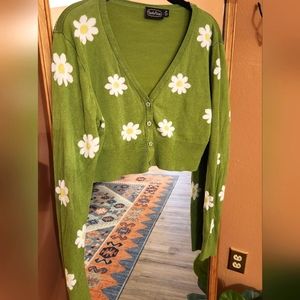 Voodo Vixen Lime Green Cropped Sweater